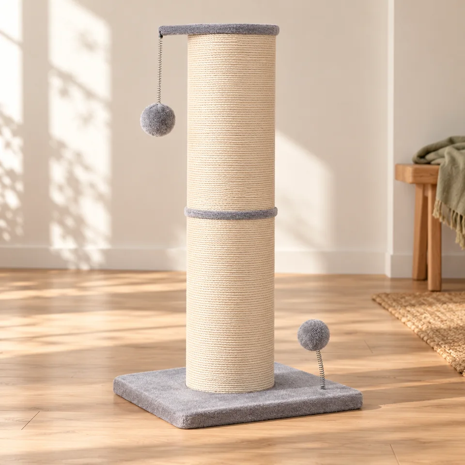Poteau à griffer de 85 cm, tronc de 17 cm de Feandrea, mise en situation dans un intérieur pour chat