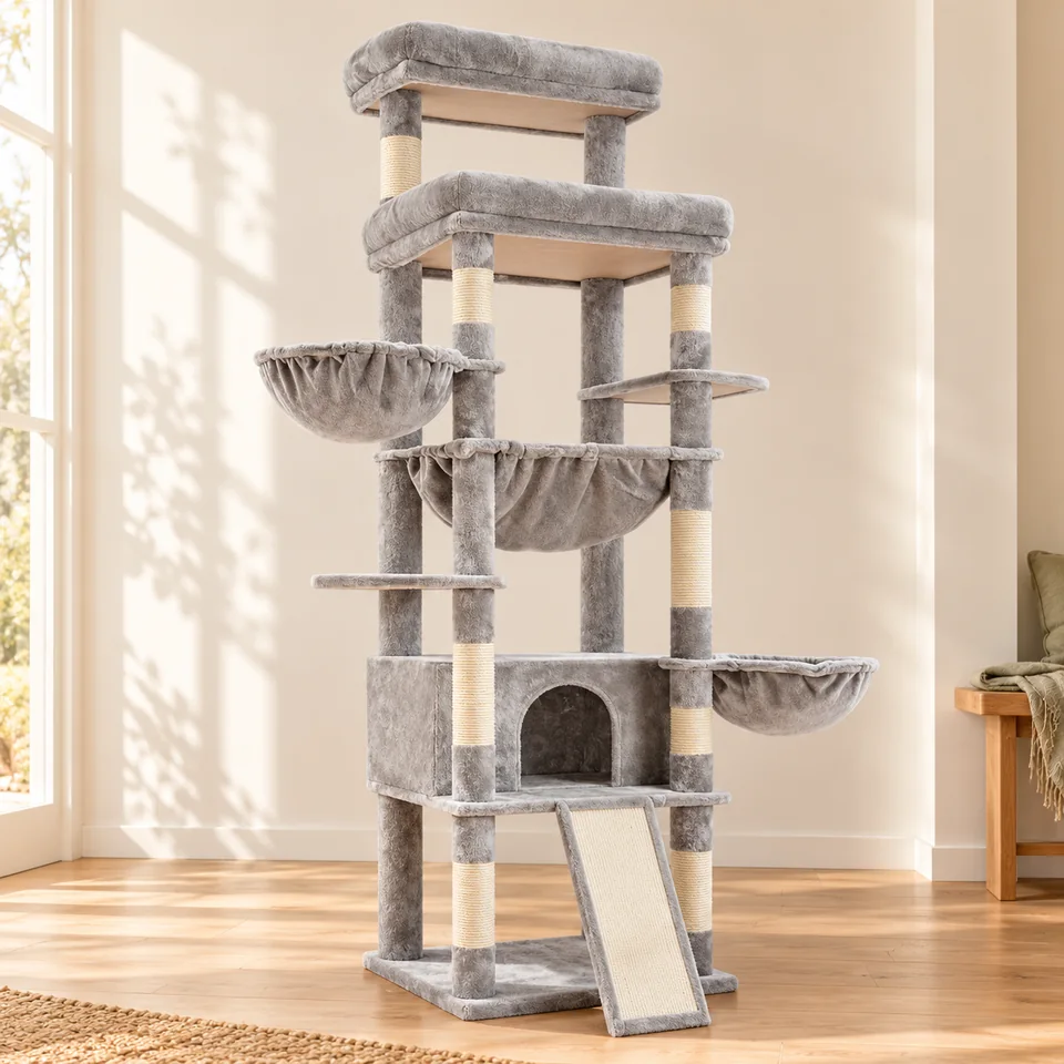 Tour à chat MPJ080W, 182 cm de Hey-brother, mise en situation dans un intérieur pour chat