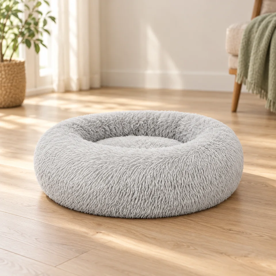 Couchage rond Donut, 40 cm de lionto, mise en situation dans un intérieur pour chat