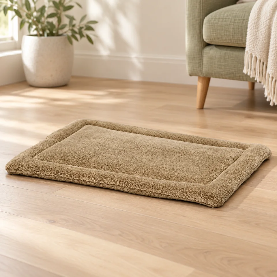 Tapis de repos Deluxe taupe de MidWest Homes for Pets, mise en situation dans un intérieur pour chat