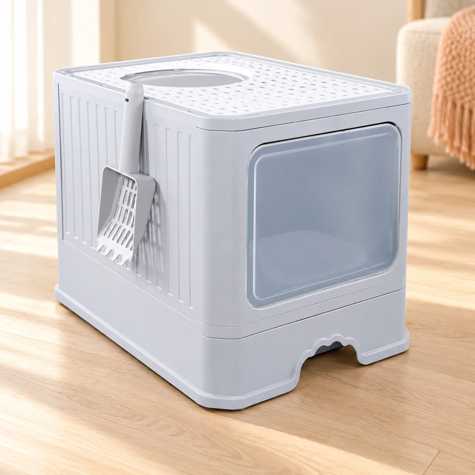 Maison de toilette Catbox à tiroir de Mobiclinic, mise en situation dans un intérieur pour chat